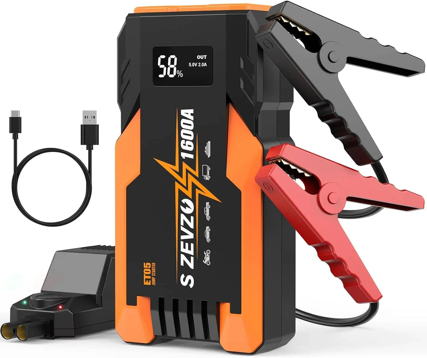 S ZEVZO® ET05 Jump Starter 1600A Portable