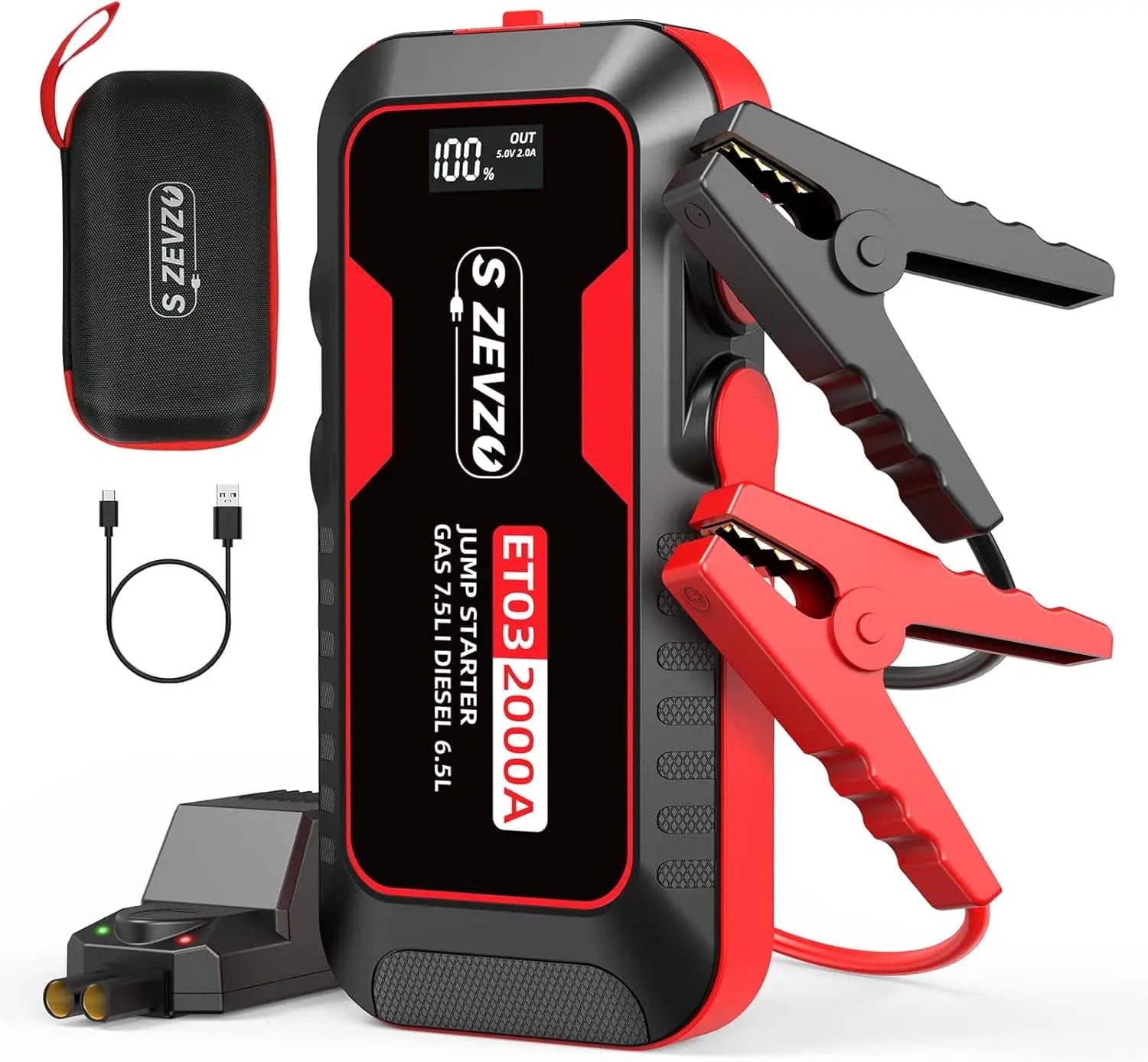 S ZEVZO® ET03 Car Jump Starter 2000A