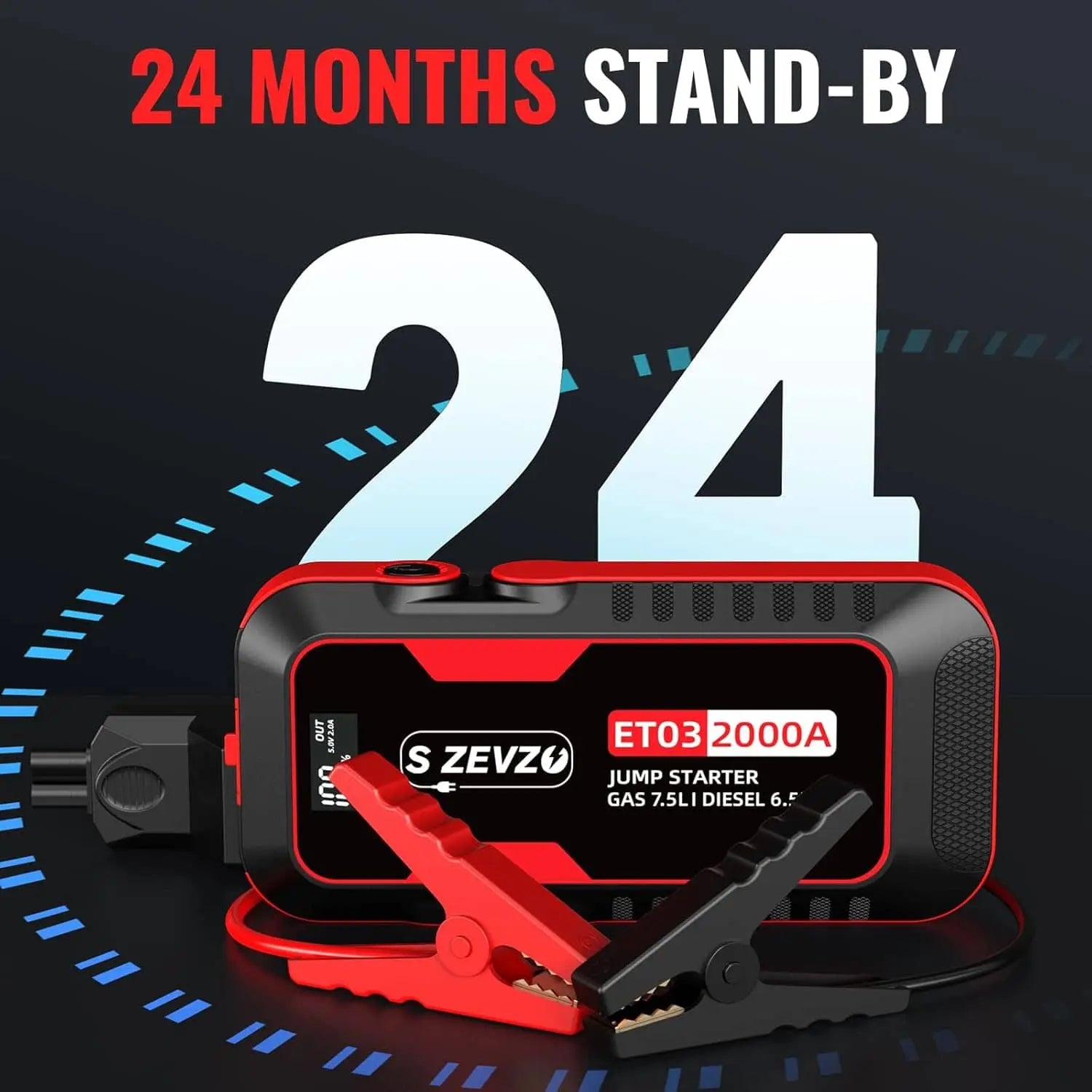 S ZEVZO® ET03 Car Jump Starter 2000A