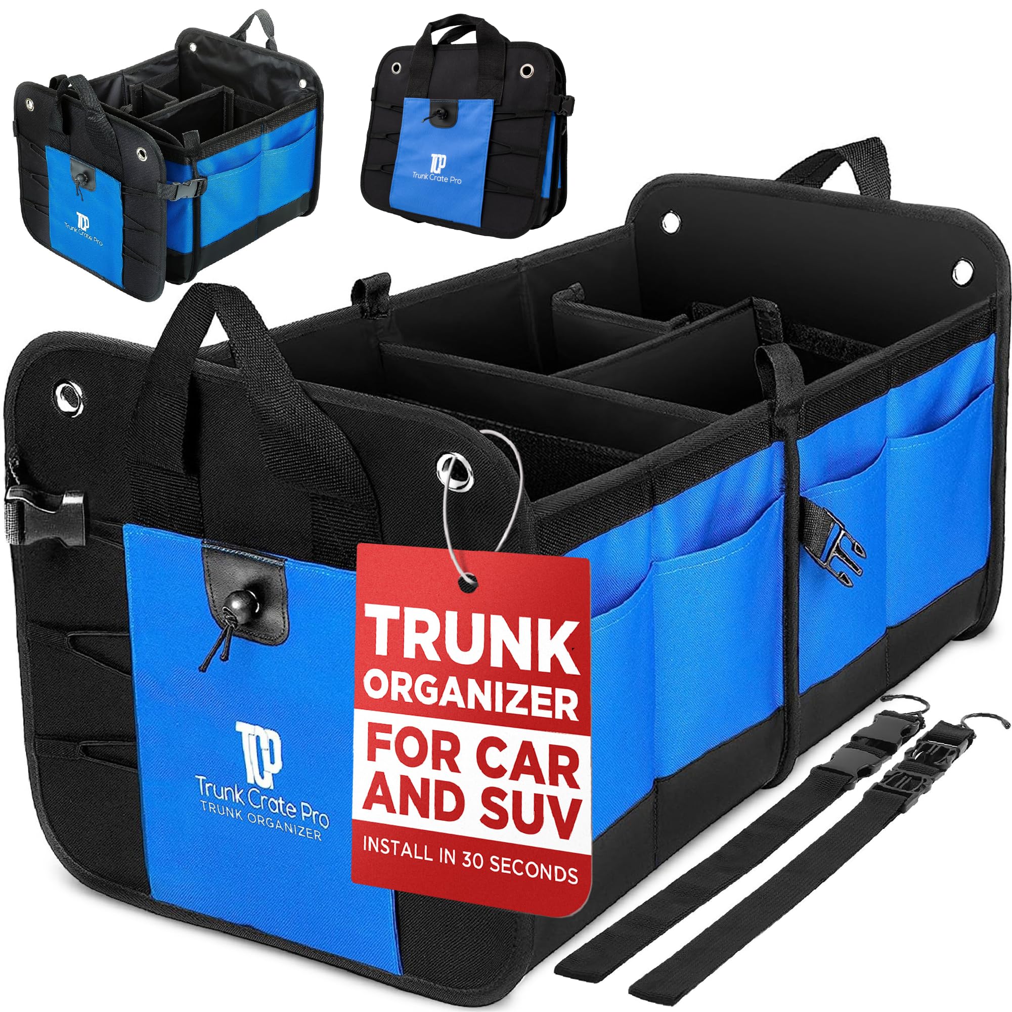 TRUNKCRATEPRO Car Trunk Organizers | Trunk Organizer, Car Storage Organizer - Premium Compartments Collapsible Portable car Trunk Organizers and Storage for SUV (Large Capacity)