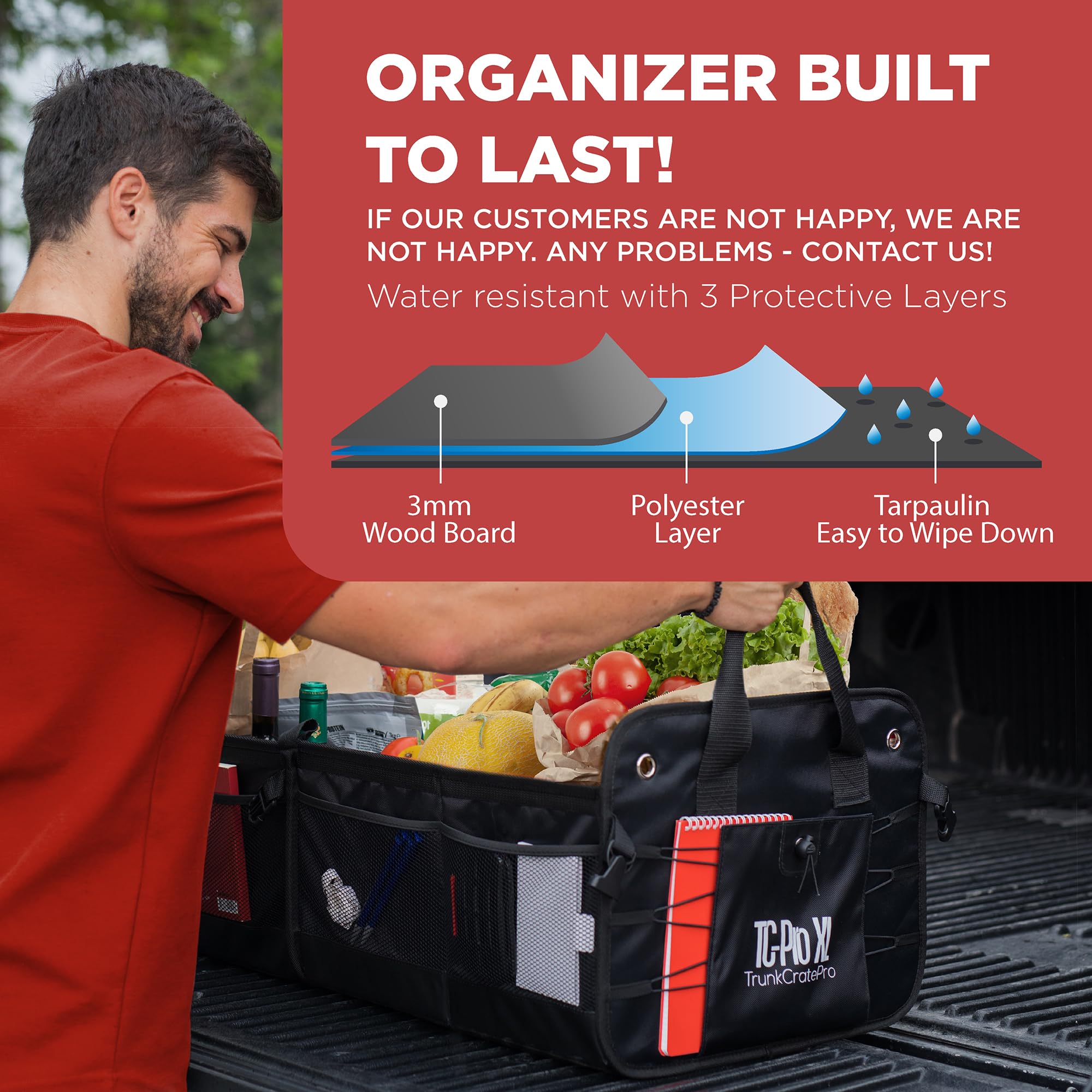 TRUNKCRATEPRO Truck Bed Organizer | Trunk Organizer for SUV, Truck, Car | Extra Large Premium Expandable Compartments Lightweight Foldable Cargo Organizer, | SUV and Truck Organizer for Heavy Loads