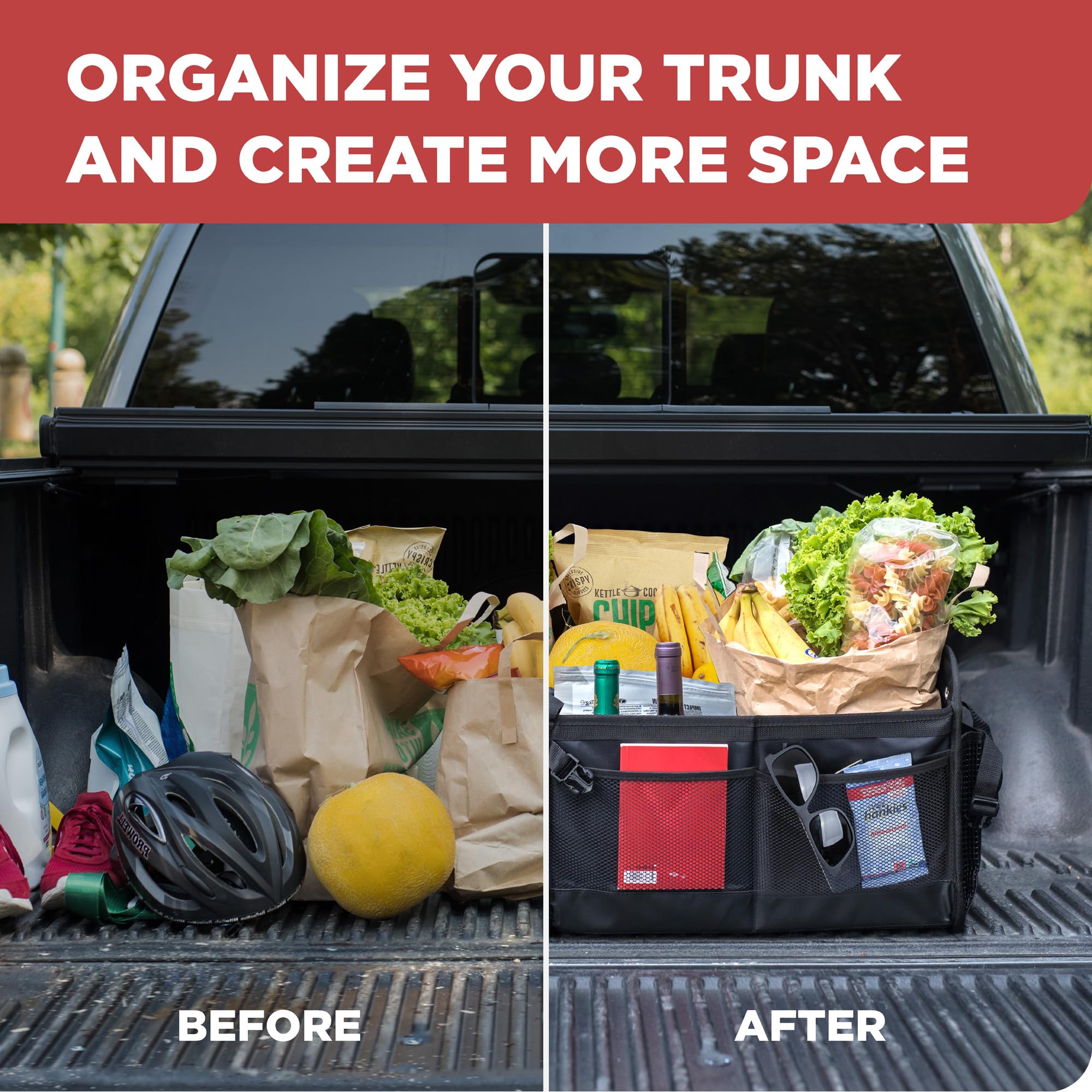 TRUNKCRATEPRO Truck Bed Organizer | Trunk Organizer for SUV, Truck, Car | Extra Large Premium Expandable Compartments Lightweight Foldable Cargo Organizer, | SUV and Truck Organizer for Heavy Loads