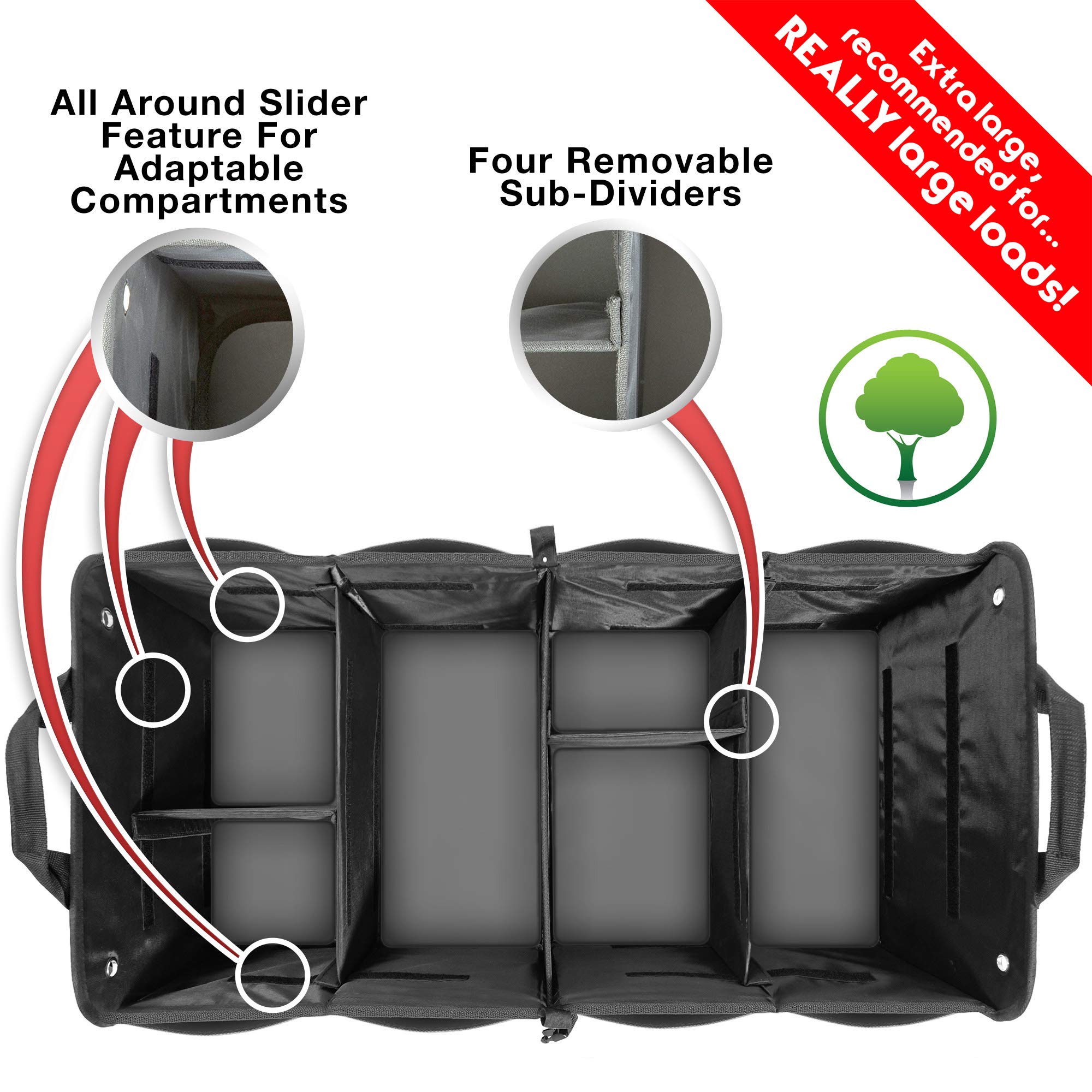 TRUNKCRATEPRO Truck Bed Organizer | Trunk Organizer for SUV, Truck, Car | Extra Large Premium Expandable Compartments Lightweight Foldable Cargo Organizer, | SUV and Truck Organizer for Heavy Loads