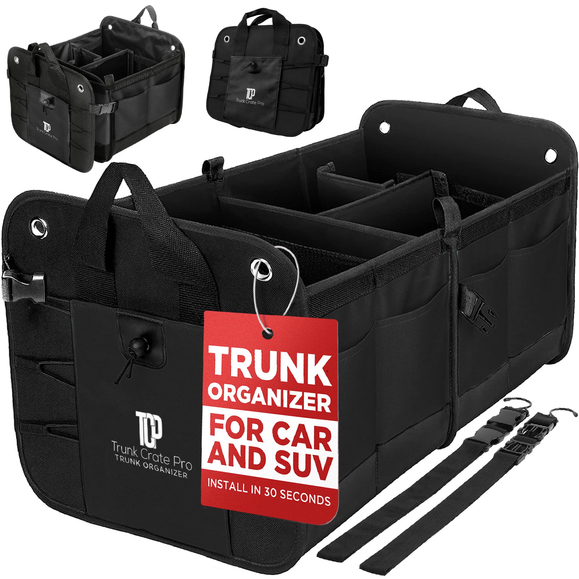 TrunkCratePro® Premium Car Trunk Organizer - Large, Black