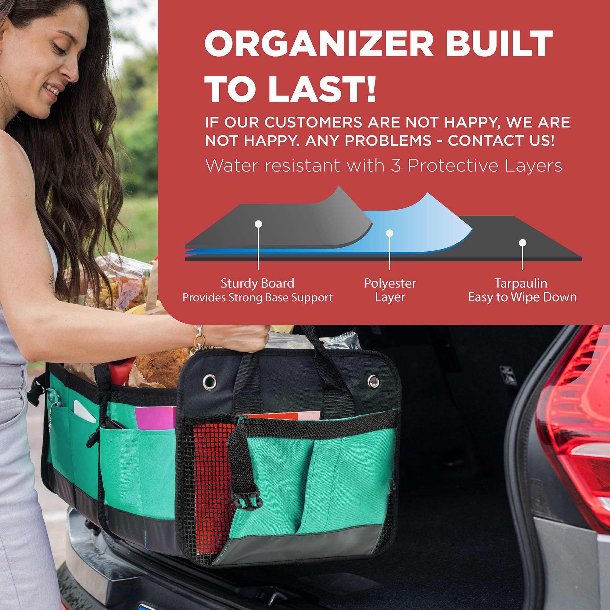 TRUNKCRATEPRO Teal Car Accessories Trunk Organizer Premium Multi Movable Compartments Collapsible car organizer, trunk organizer for Car, Suv, Automotive, gifts (Large Capacity)